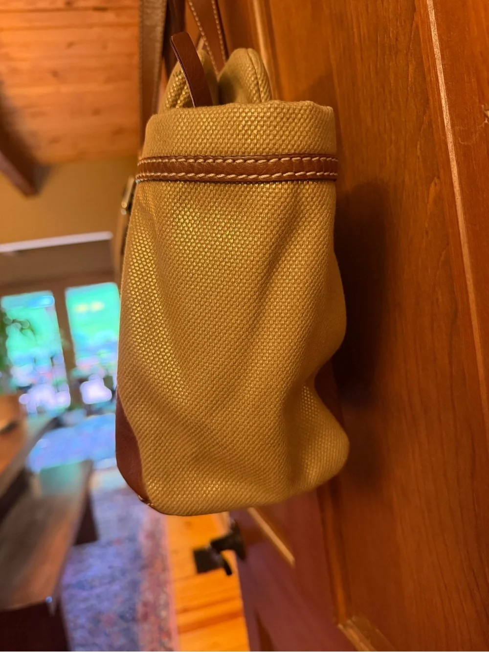 kate spade NWOT Brown Cream Canvas & Baseball Leather Tote Baby Overnight Bag